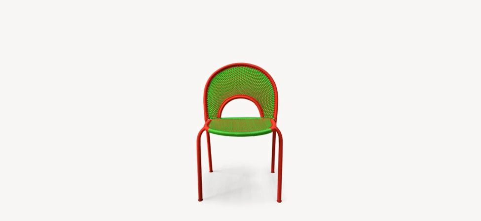 Banjooli by Moroso top-down view illustrating ergonomic weave pattern and refined proportions at the Michigan Design Center