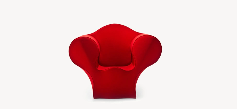 Soft Big Easy by Moroso in plush Italian velvet with rounded silhouette, front view in a Royal Oak Michigan showroom