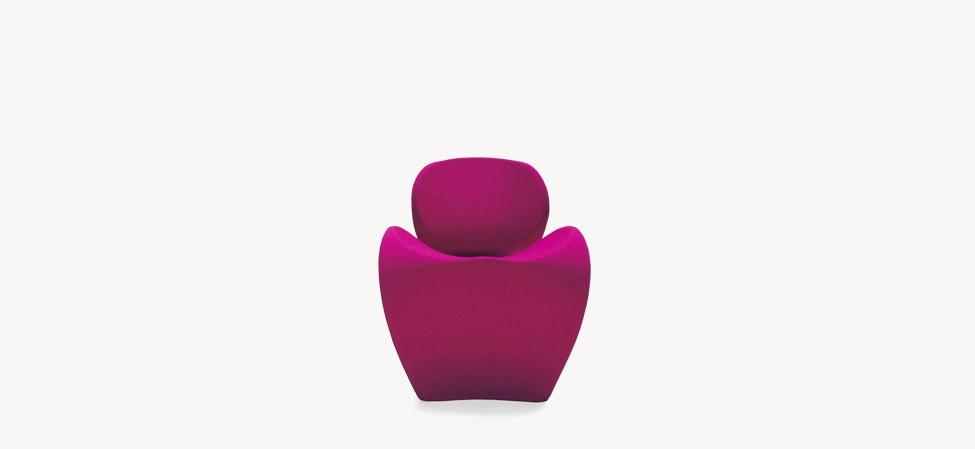 Soft Big Heavy by Moroso in overstuffed Italian velvet, front view in a Royal Oak Michigan showroom