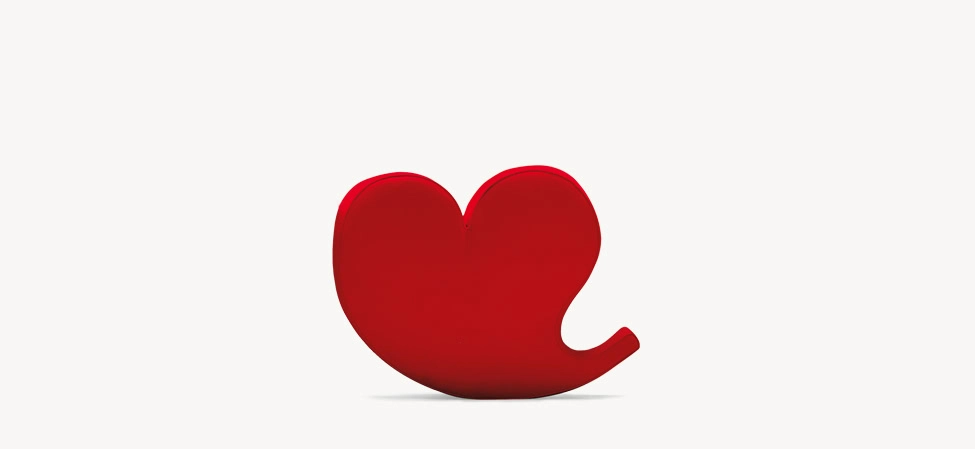 Soft Heart by Moroso in plush Italian velvet with heart-shaped form, front view in a Royal Oak Michigan showroom