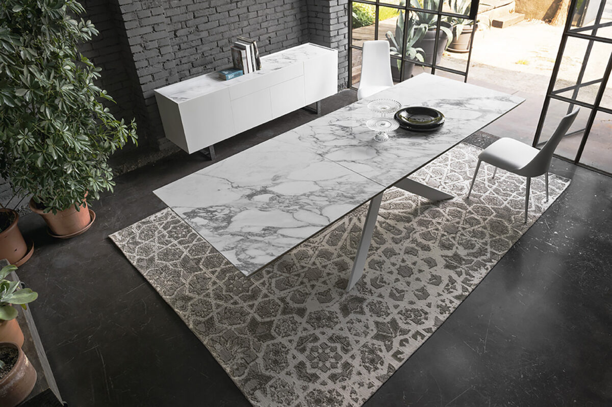 A HORIZON sideboard by Calligaris in a contemporary interior, demonstrating its ability to anchor a room with its broad horizontal presence and clean design.