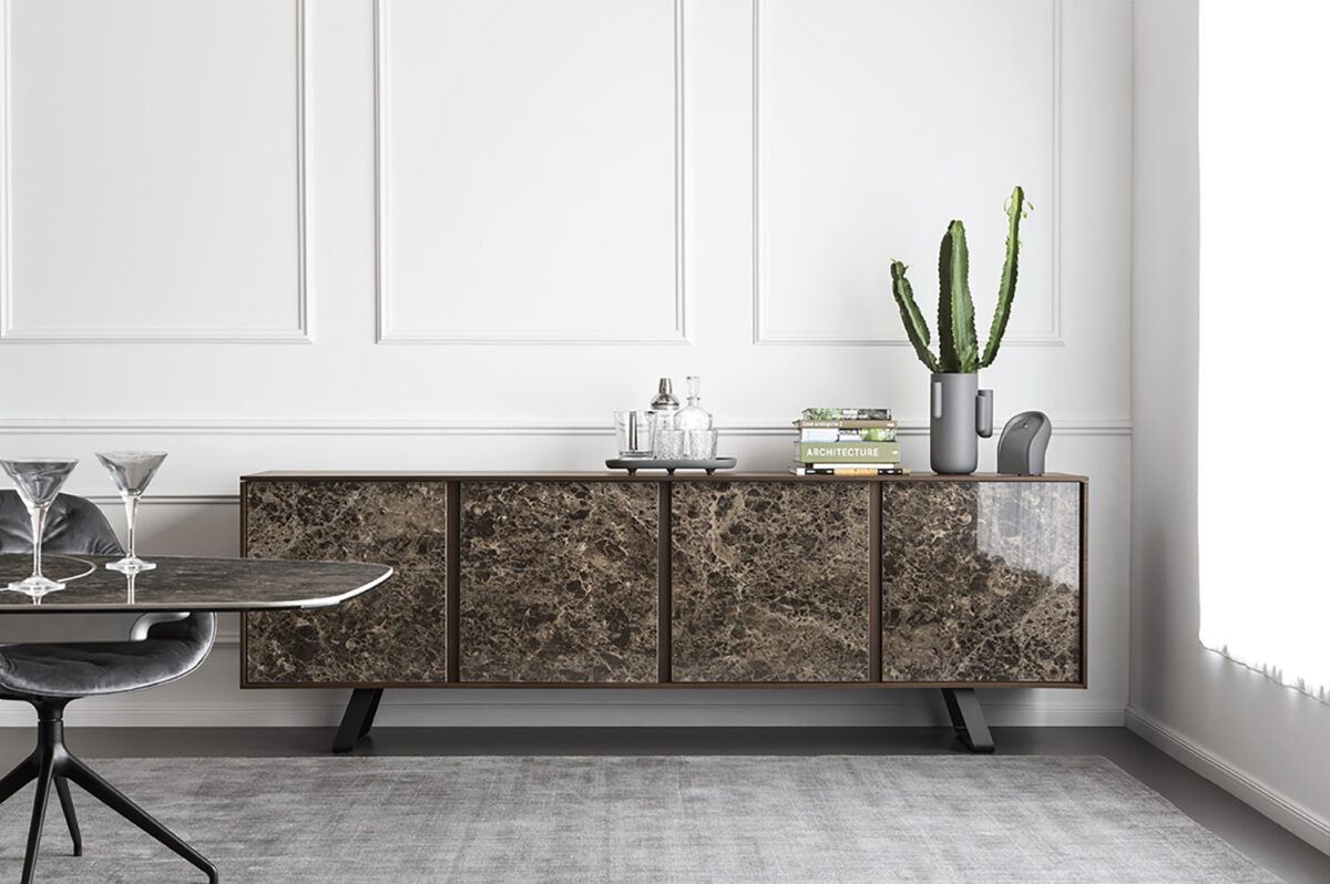 Elegant SECRET table by Calligaris, with a sleek top and a sturdy frame, designed to provide both discreet storage and versatile dining capabilities.