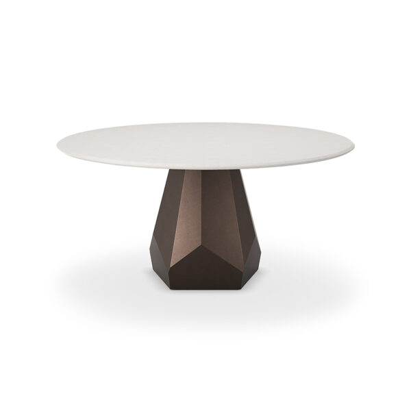 “ZERMATT Argile by Cattelan Italia – round dining table with handcrafted clay-effect Argile top and sculptural wood base”