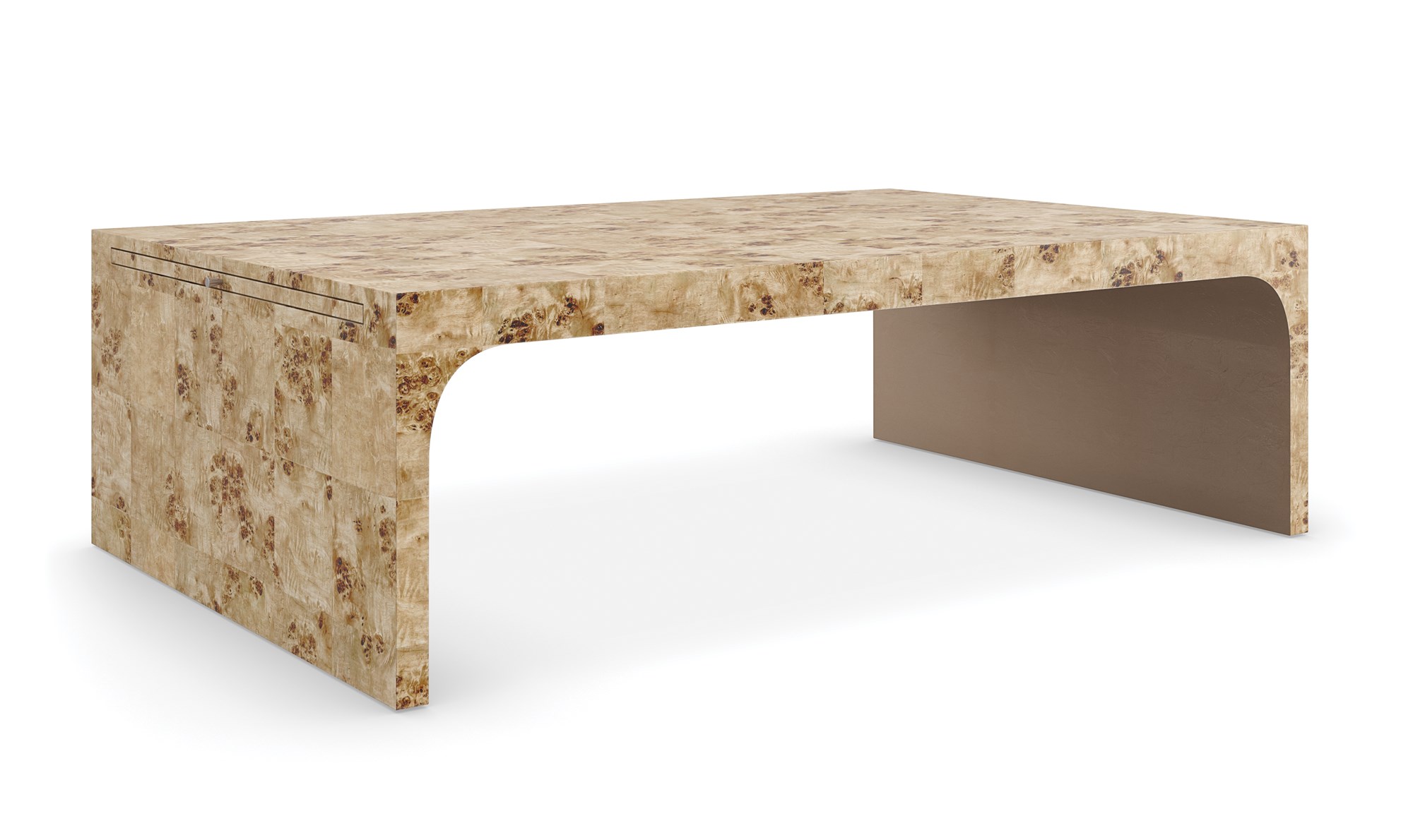 Burlesque Cocktail Table by Caracole — a luxurious round table with a mirrored top and sculptural metal base.
