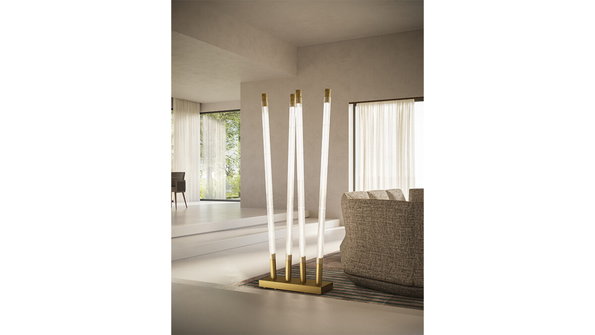 Bamboo Evo Floor Lamp Reflex luxury Italian floor lamp with bamboo-inspired structure tailored for upscale living rooms in Royal Oak Michigan
