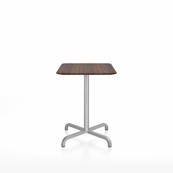 “Contemporary 2 Inch bar table by Emeco featuring X base and round top.”