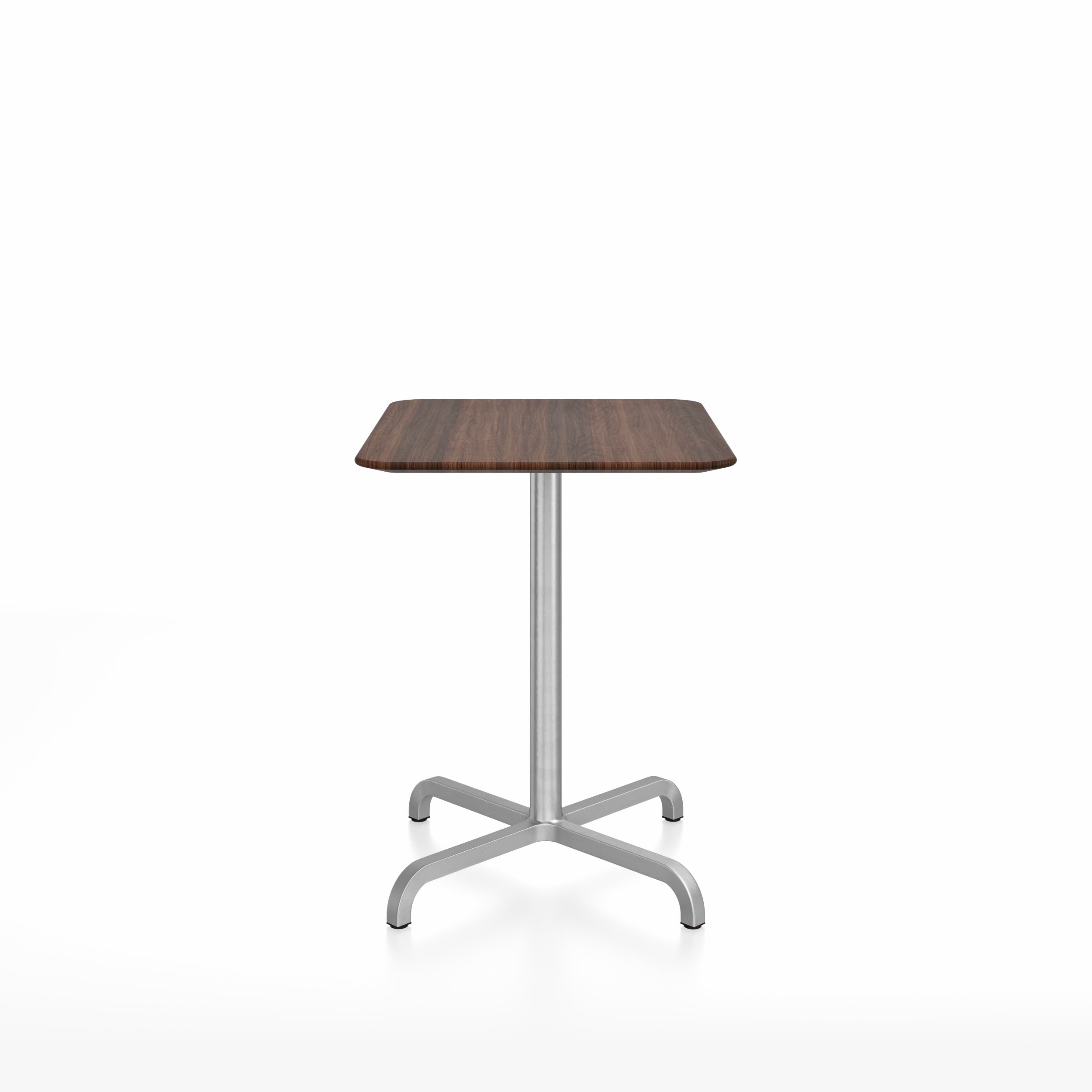 “Contemporary 2 Inch bar table by Emeco featuring X base and round top.”