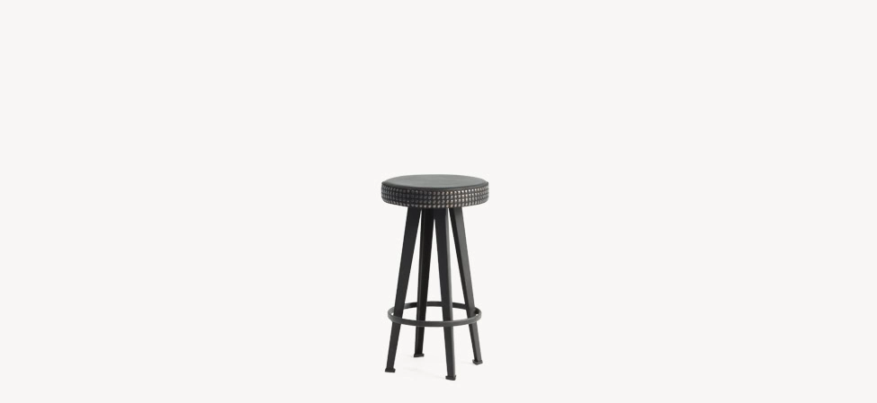 Stud by Moroso in sleek Italian leather, front view in a Royal Oak Michigan showroom