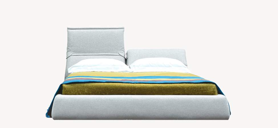 Highlands bed with reclinable headboard in flame-retardant polyurethane foam and polyester fiber over internal steel frame