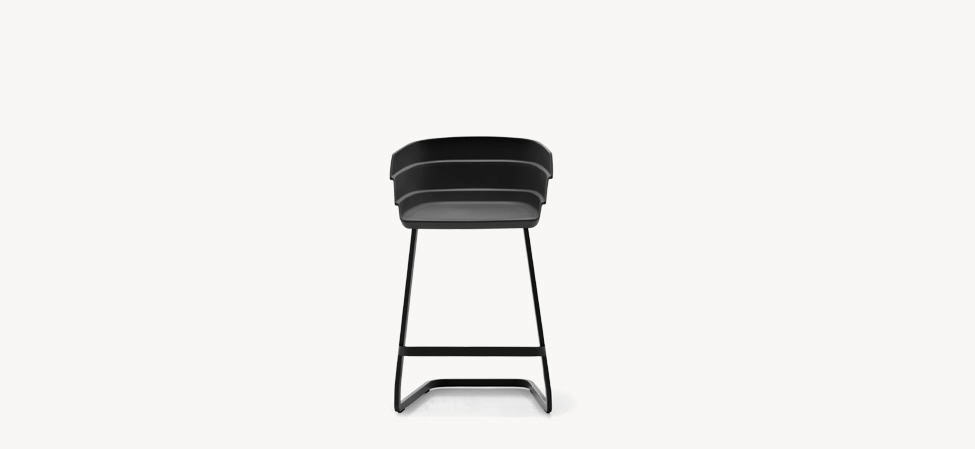 Rift Stool by Moroso in sculptural Italian design, front view in a Royal Oak Michigan showroom