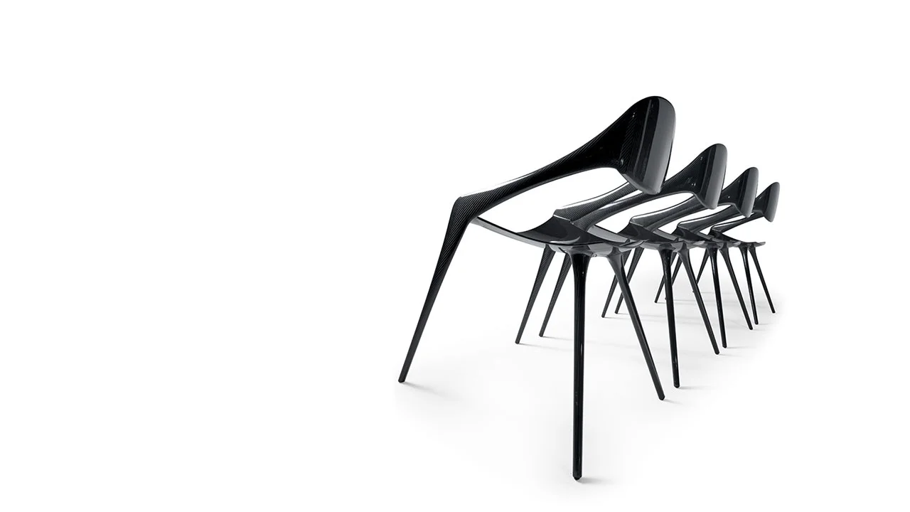 Shell by Reflex featured in Birmingham Michigan showroom, modern Italian luxury seating design.