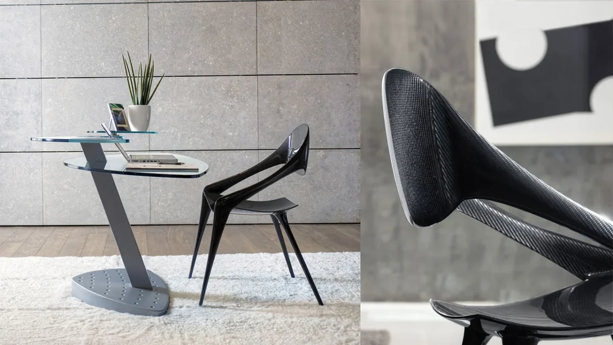 Shell by Reflex featured in Birmingham Michigan showroom, modern Italian luxury seating design.