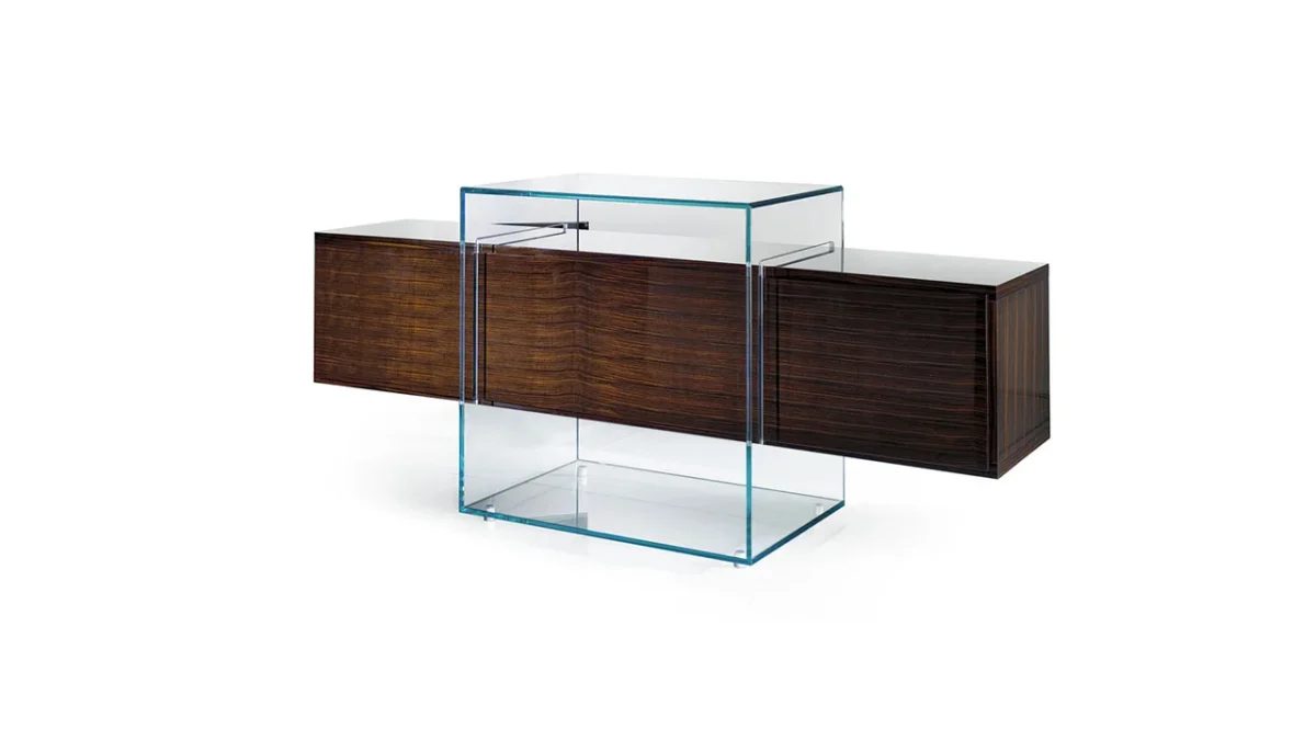 Kubo Buffet by Reflex showcased in Royal Oak Michigan showroom, modern Italian luxury sideboard design.