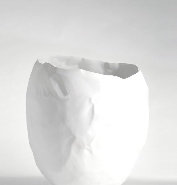 Handcrafted ceramic Tulip vase by Kose Milano, featuring delicate sinuous lines and an opaque gleaming hue reminiscent of brass. Available at Italcasa Design, Royal Oak, Michigan.