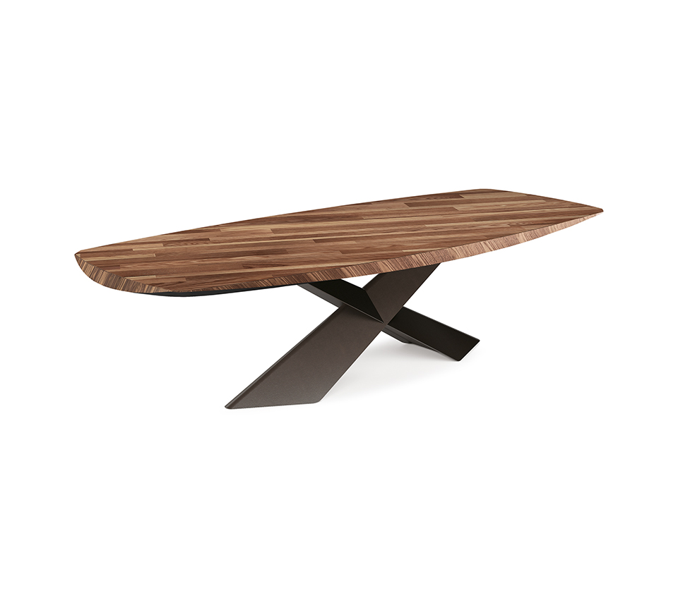 “TYRON Wood by Cattelan Italia – modern dining table with sculptural steel base and elegant solid wood top”