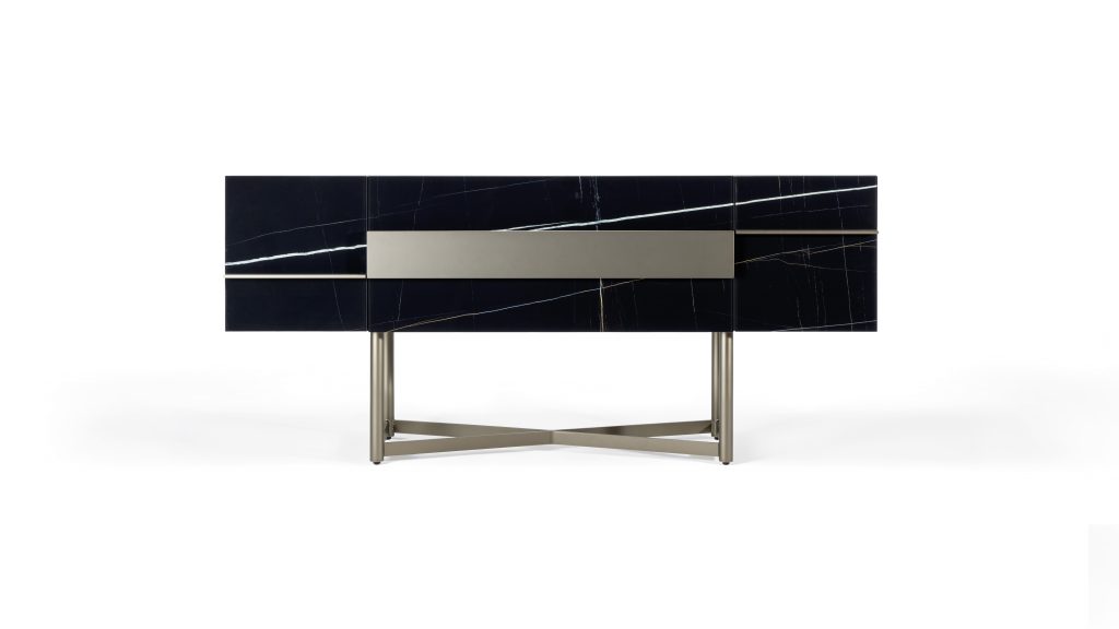 Musa Buffet by Reflex showcased in Troy Michigan showroom, modern Italian luxury sideboard design.