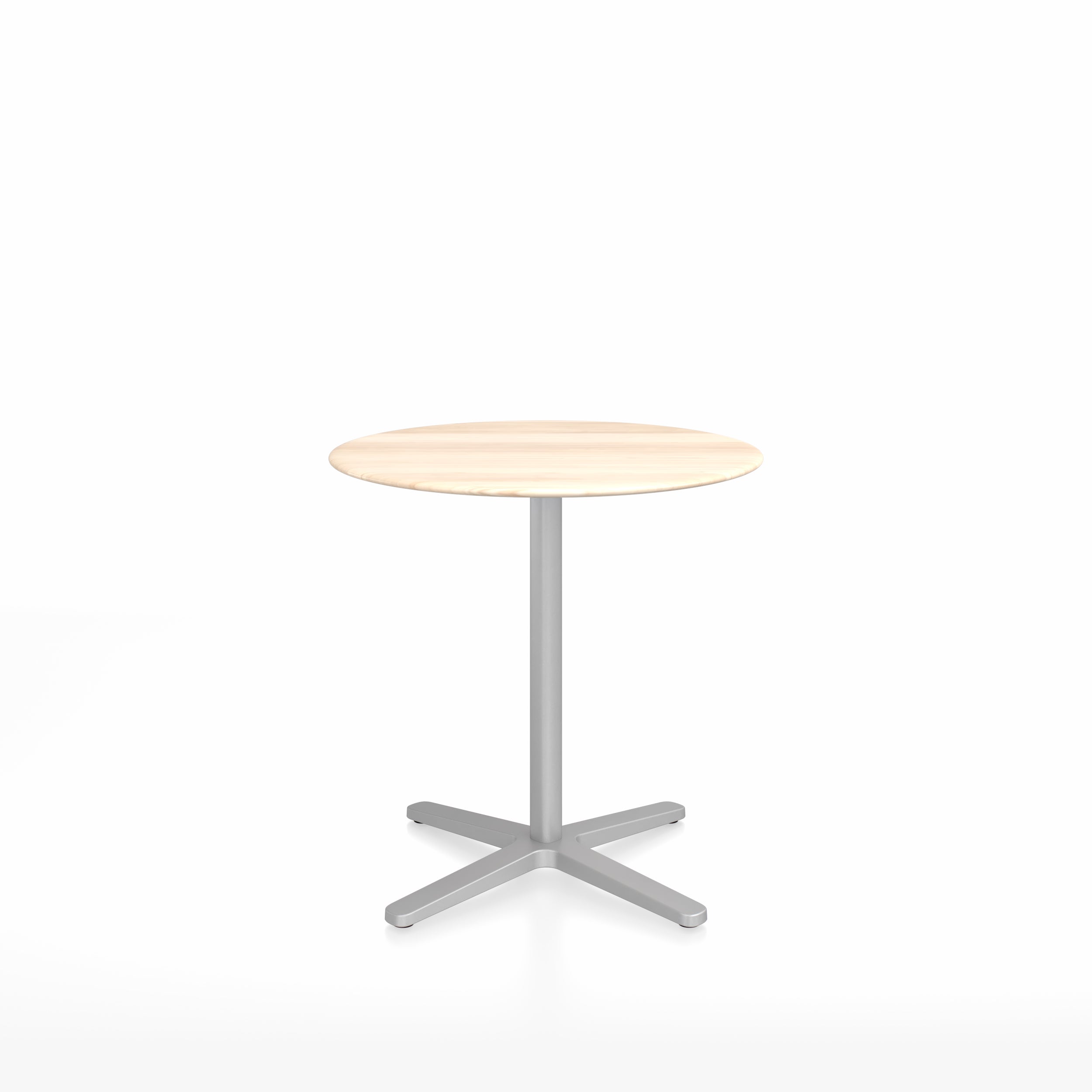 Jasper Morrison Emeco 2 Inch X Base round café table in brushed aluminum finish