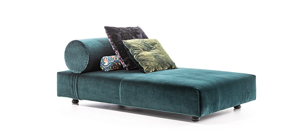 Half chaise longue by Moroso rear angle featuring tailored seams and low-profile silhouette in Royal Oak Michigan