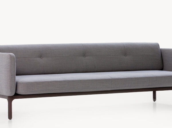 Modernist Sofa by Moroso side profile highlighting a low-slung modular frame and modern silhouette in a Troy Michigan living space