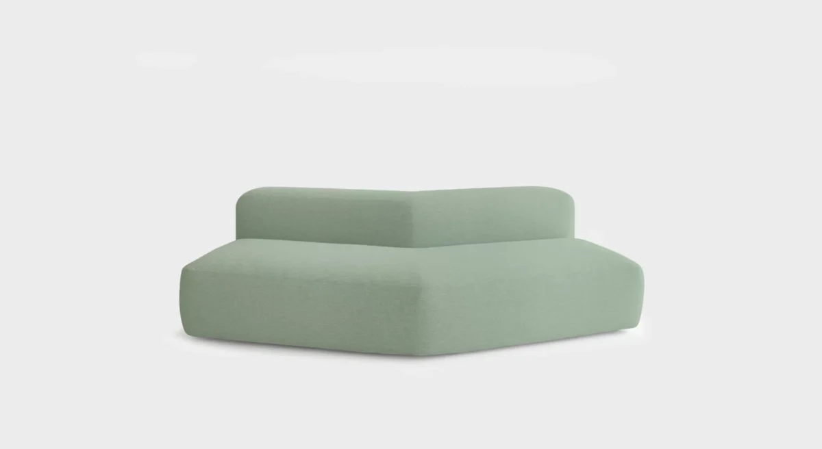 Lapalma ADD V-Shape modular corner sofa with powder-coated die-cast aluminum frame, elastic webbed support, and upholstered cushions in fire-retardant foam with removable fabric covers.
