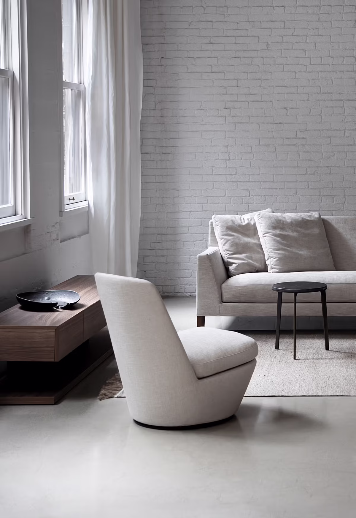 Modern living room featuring Pre by Bensen sofa and coffee table