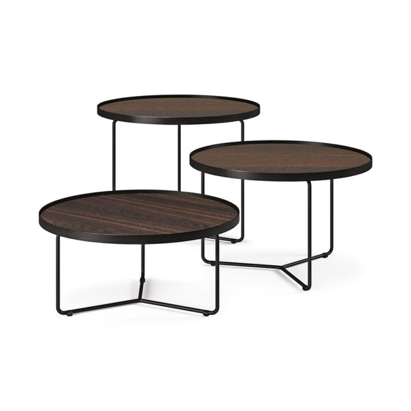  “Cattelan Italia BILLY Wood – elegant accent table with natural wooden surface and lacquered steel structure”