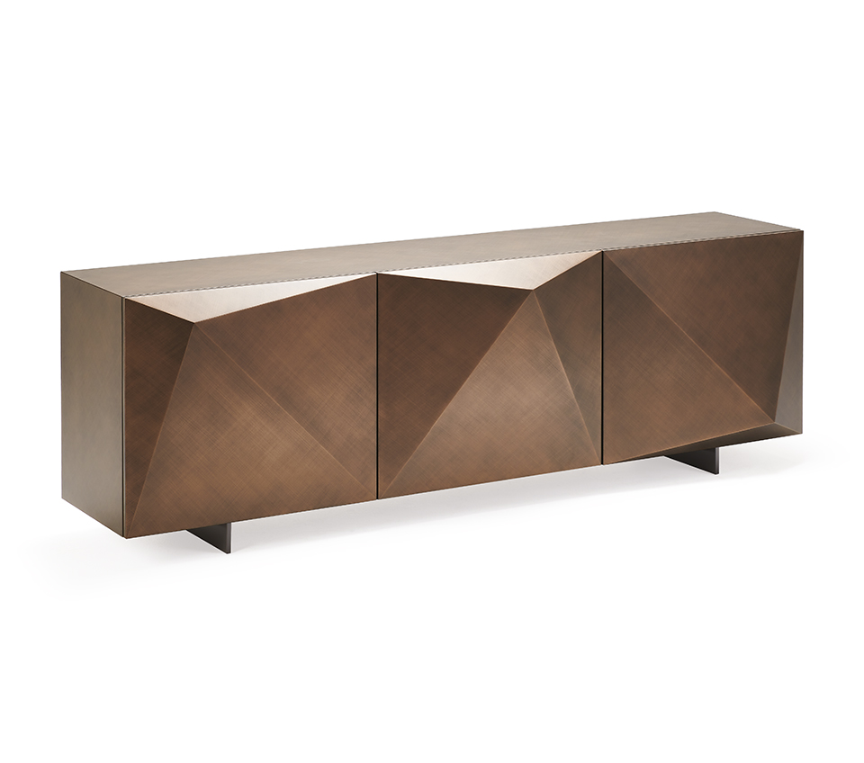 “KAYAK by Cattelan Italia – modern Italian sideboard with faceted lacquered doors and sleek minimalist frame”