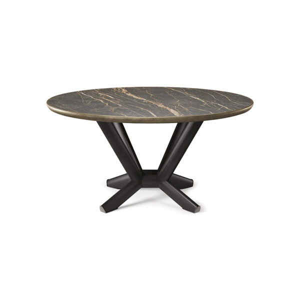 “PLANER Keramik Premium Round by Cattelan Italia – round dining table with glossy premium ceramic top and sculptural metal base”