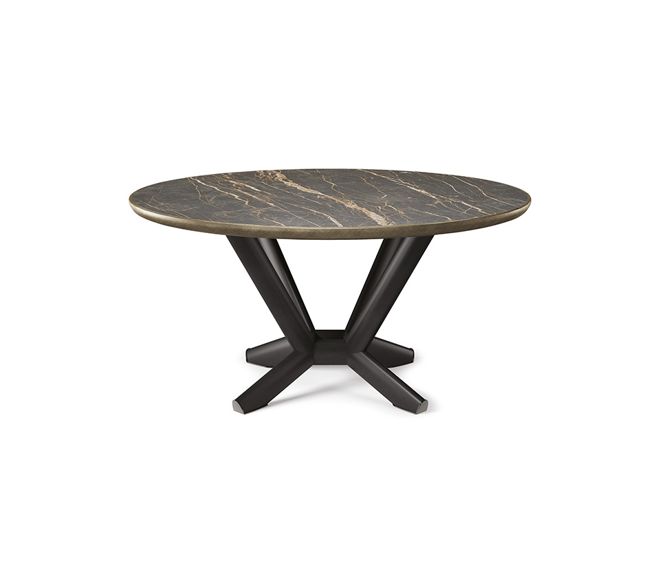 “PLANER Keramik Premium Round by Cattelan Italia – round dining table with glossy premium ceramic top and sculptural metal base”