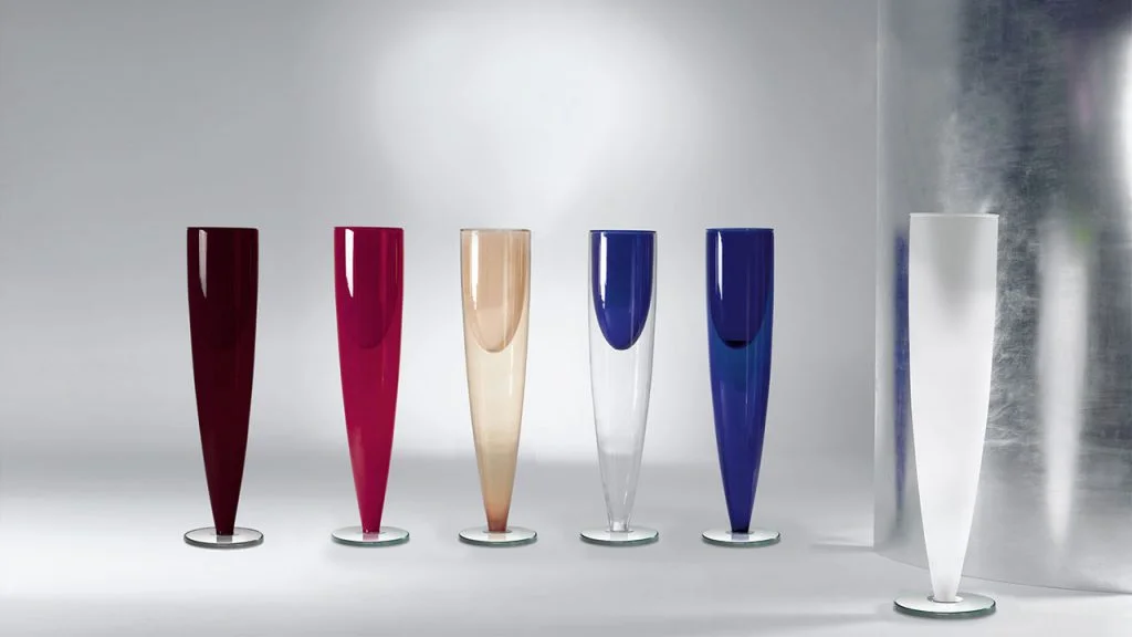 Modern Ming glass table with sculptural base