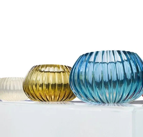 Striped ceramic vases with modern Italian design by Reflex