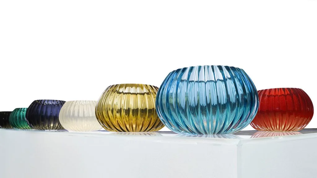 Striped ceramic vases with modern Italian design by Reflex