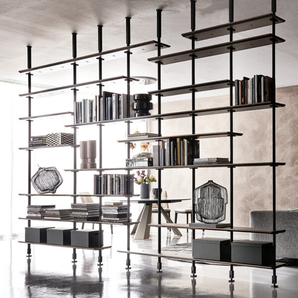 “AIRPORT by Cattelan Italia – modern Italian modular bookcase with wall-mounted and ceiling-fixed design options”