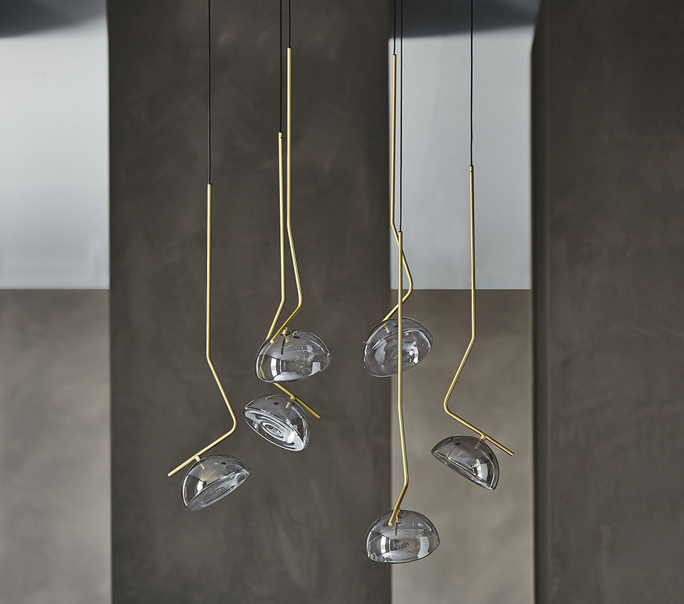 “Cattelan Italia SUNSET – designer ceiling lamp featuring circular glass panels and sculptural suspended design”