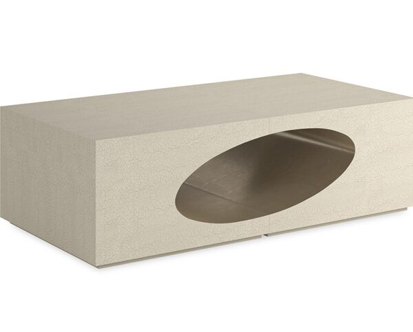 Chasm Cocktail Table by Caracole — a bold rectangular table with a split tabletop and layered base design.