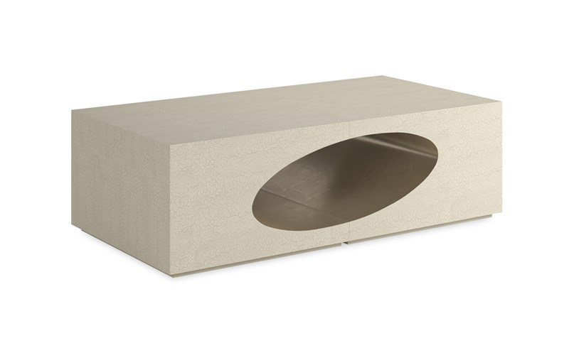 Chasm Cocktail Table by Caracole — a bold rectangular table with a split tabletop and layered base design.