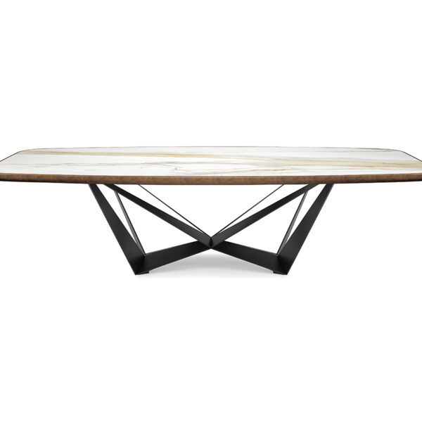 “High-end designer table – SKORPIO Keramik Premium by Cattelan Italia featuring glossy marble-effect ceramic surface”
