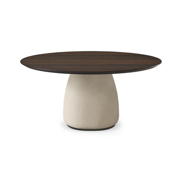 “BOTERO Wood Round by Cattelan Italia – elegant round wooden dining table with sculptural pedestal base and Italian craftsmanship”
