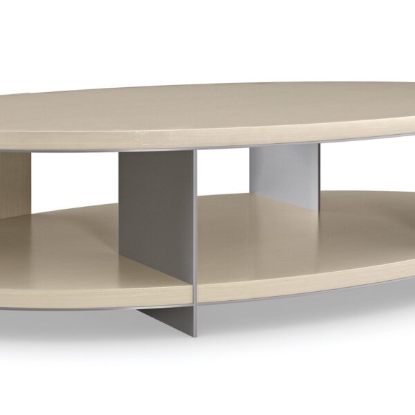 Da Vita Cocktail Table by Caracole — an elegant round table with a marble top and sculptural metal base.