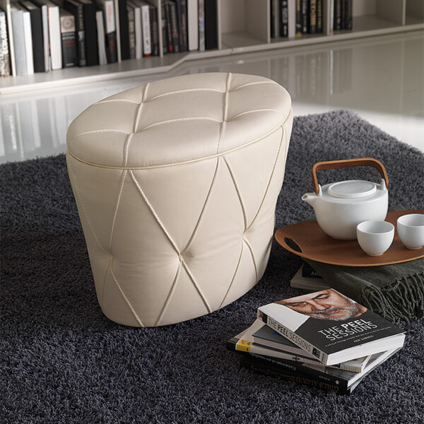 PINKO pouf by Cattelan Italia – modern Italian ottoman with round silhouette and plush upholstered seat