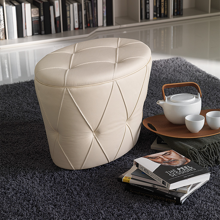 PINKO pouf by Cattelan Italia – modern Italian ottoman with round silhouette and plush upholstered seat