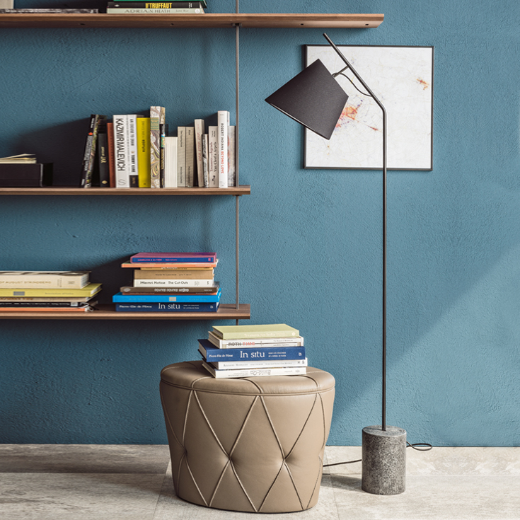 “KARIBÙ by Cattelan Italia – modern Italian table lamp with sculptural ceramic base and minimalist fabric shade”