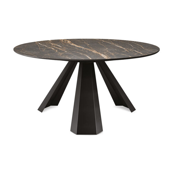 “ELIOT Keramik Round by Cattelan Italia – round Italian dining table with elegant ceramic top and sculptural metal base”