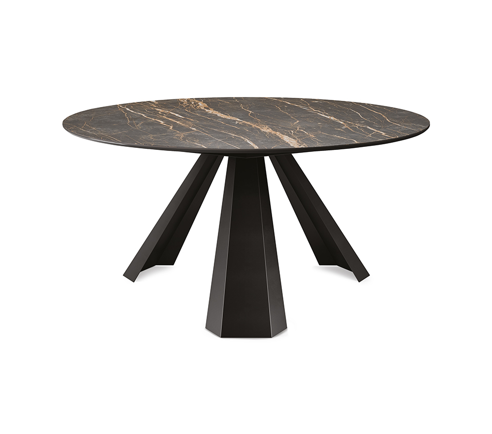 “ELIOT Keramik Round by Cattelan Italia – round Italian dining table with elegant ceramic top and sculptural metal base”