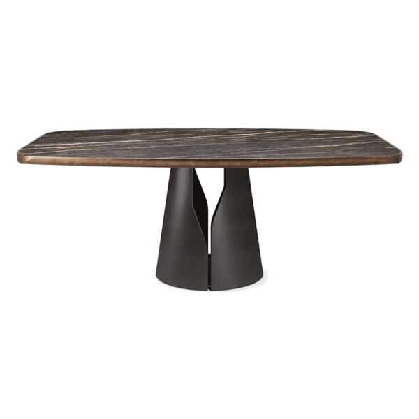 “GIANO Keramik Premium by Cattelan Italia – round luxury dining table with high-end ceramic top and sculptural metal pedestal”