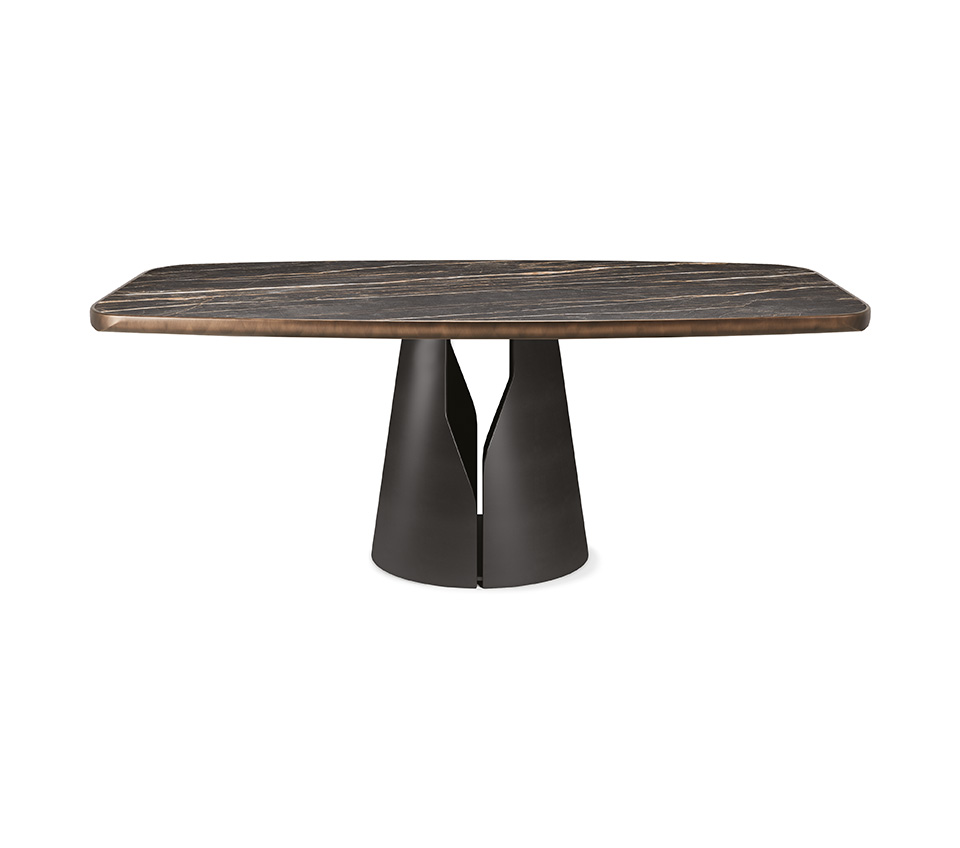 “GIANO Keramik Premium by Cattelan Italia – round luxury dining table with high-end ceramic top and sculptural metal pedestal”