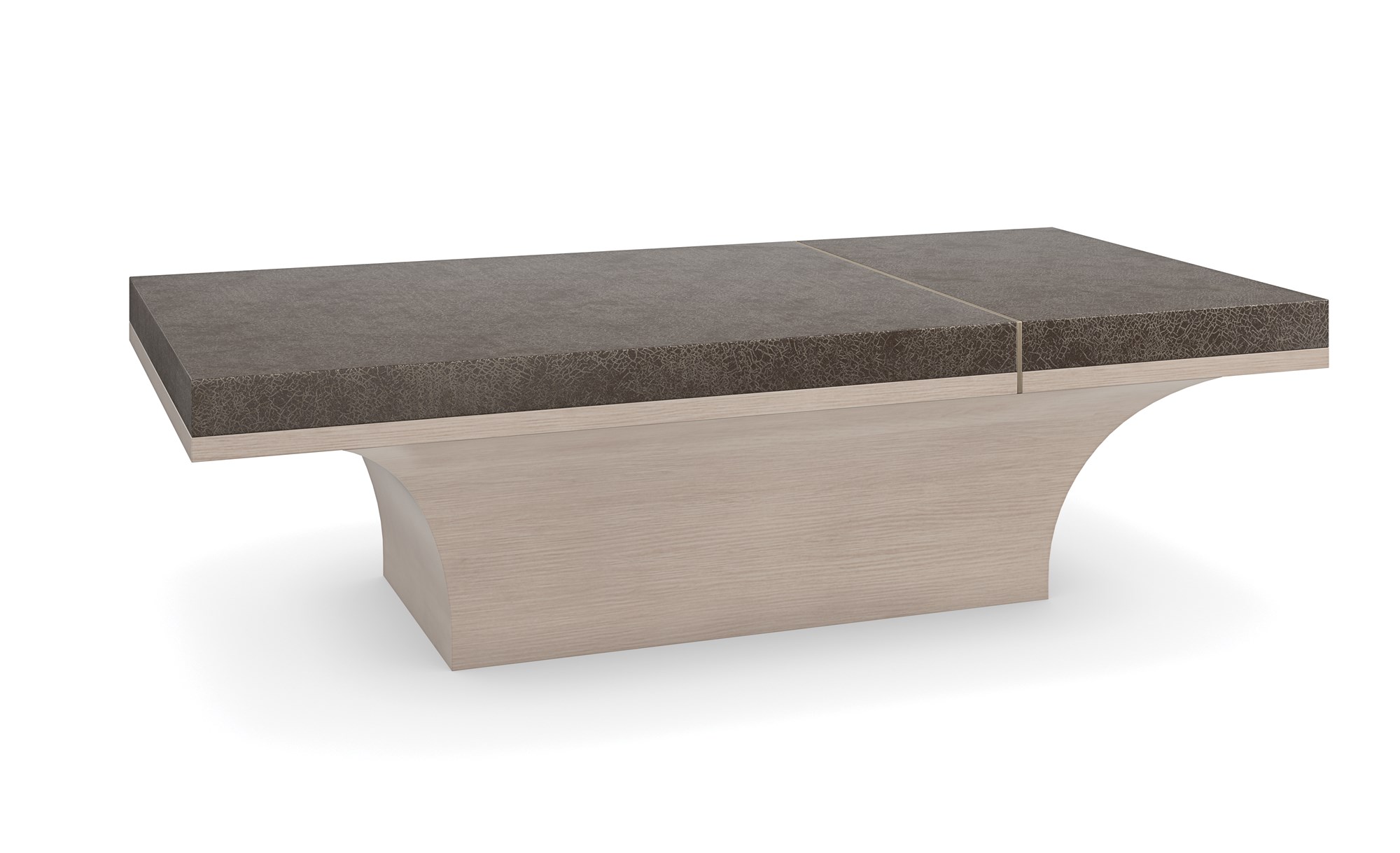 Minimalist Caracole cocktail table with dark wood tones and subtle floating effect.