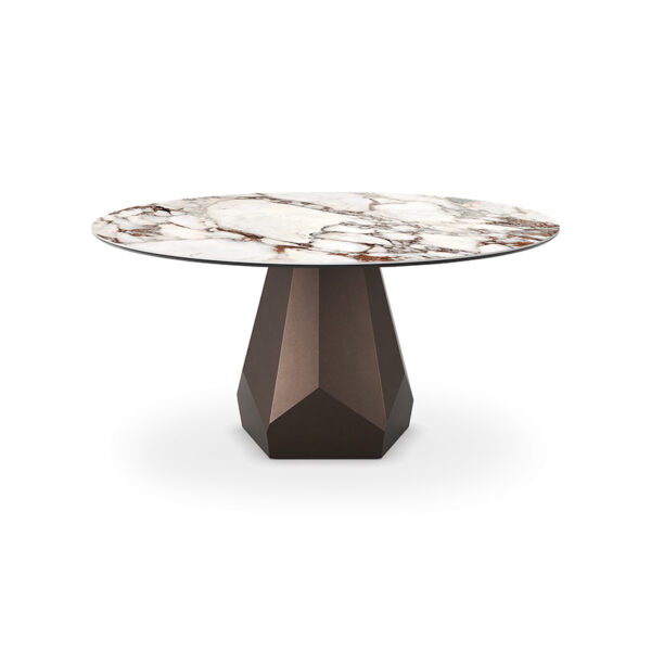 “ZERMATT Keramik by Cattelan Italia – luxury round dining table with sculptural base and marble-effect ceramic top”