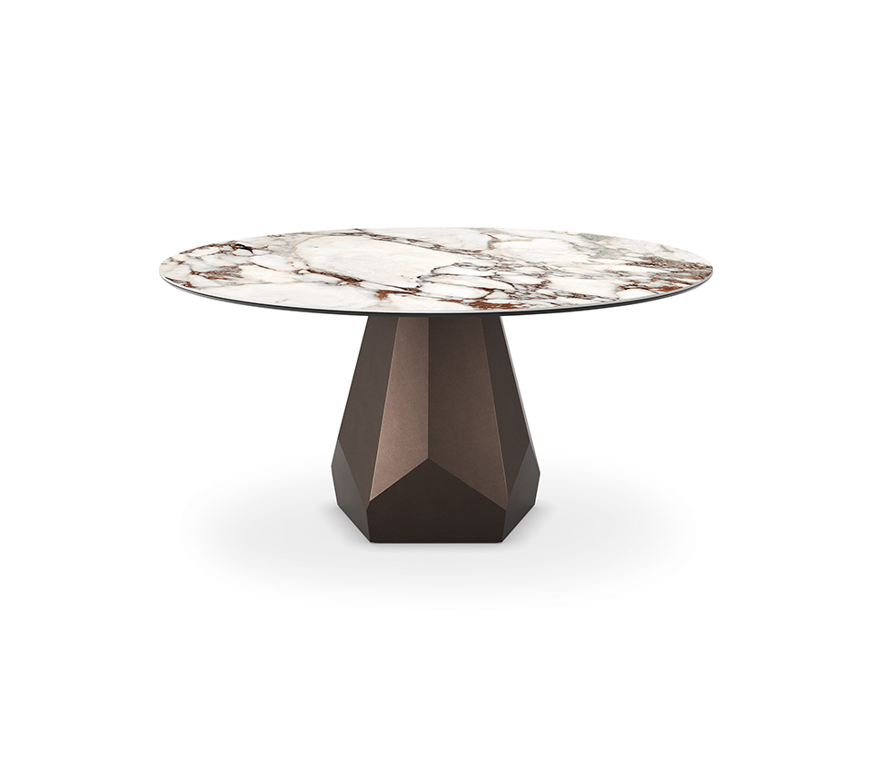 “ZERMATT Keramik by Cattelan Italia – luxury round dining table with sculptural base and marble-effect ceramic top”