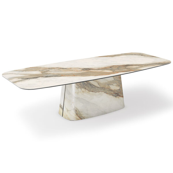 “NAPOLEON Keramik by Cattelan Italia – luxurious round dining table with ceramic top and sculptural cylindrical base”